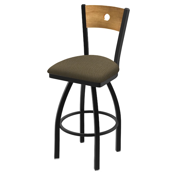 25" Swivel Counter Stool, Black Wrinkle, Med Back, Graph Cork Seat